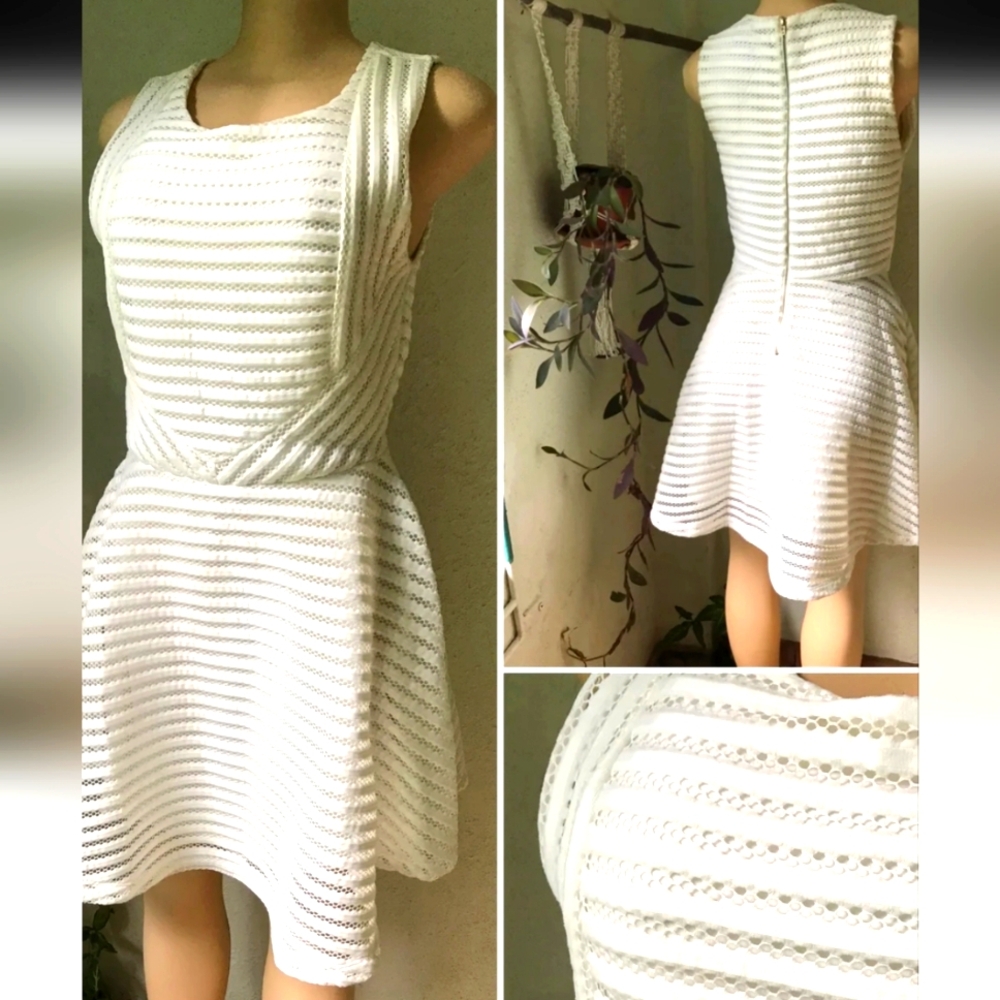 Glam DOLL Elegant White Sleeveless Dress Eyelet Designs Size Xs